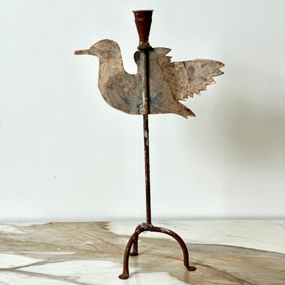 Metal Folk Art Bird Candle Holders - Set of 3