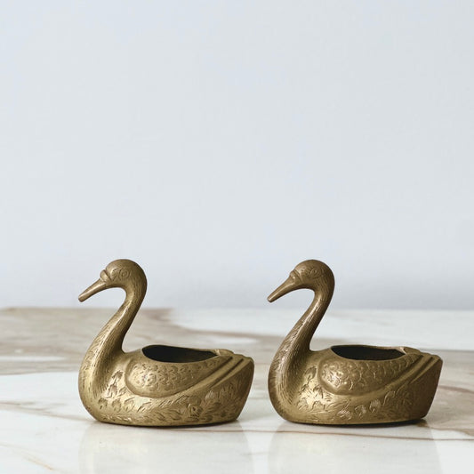 Brass Swan Ashtray - Pair