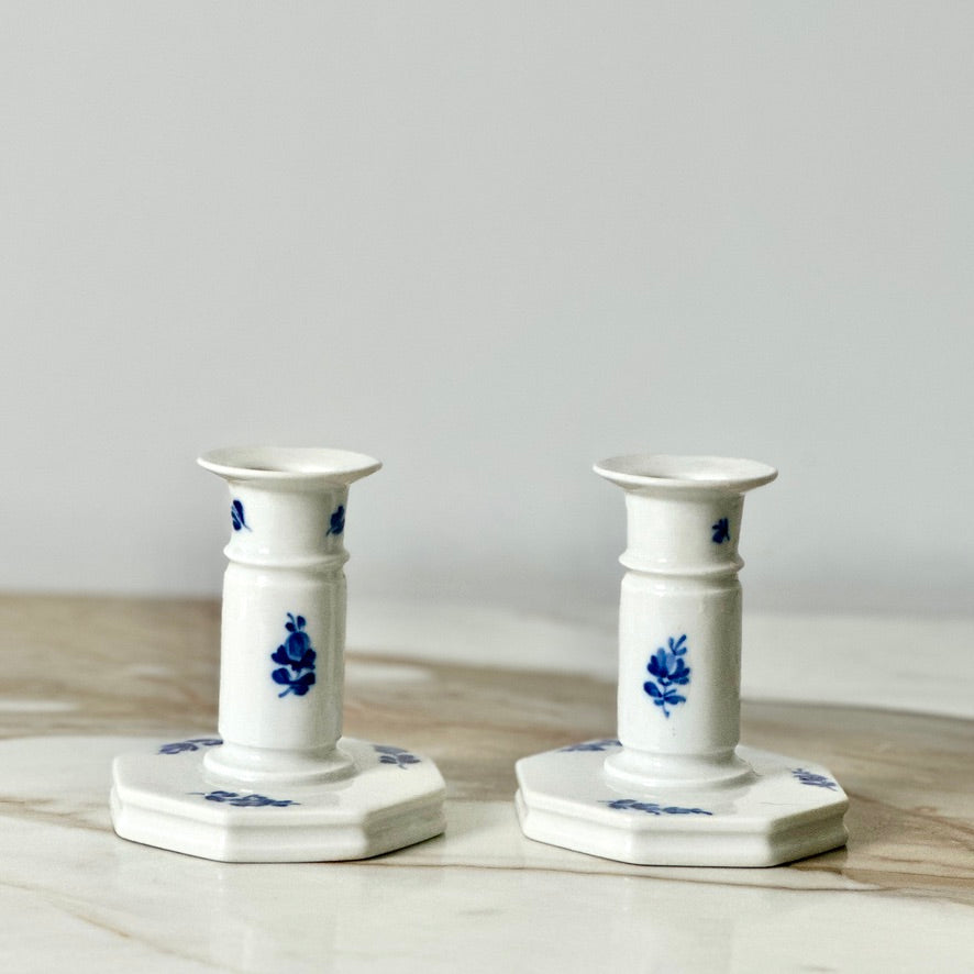 Royal Copenhagen Blue & White Flower Candlesticks