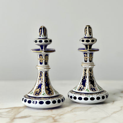 Bohemian Overlay Perfume Bottles - Pair