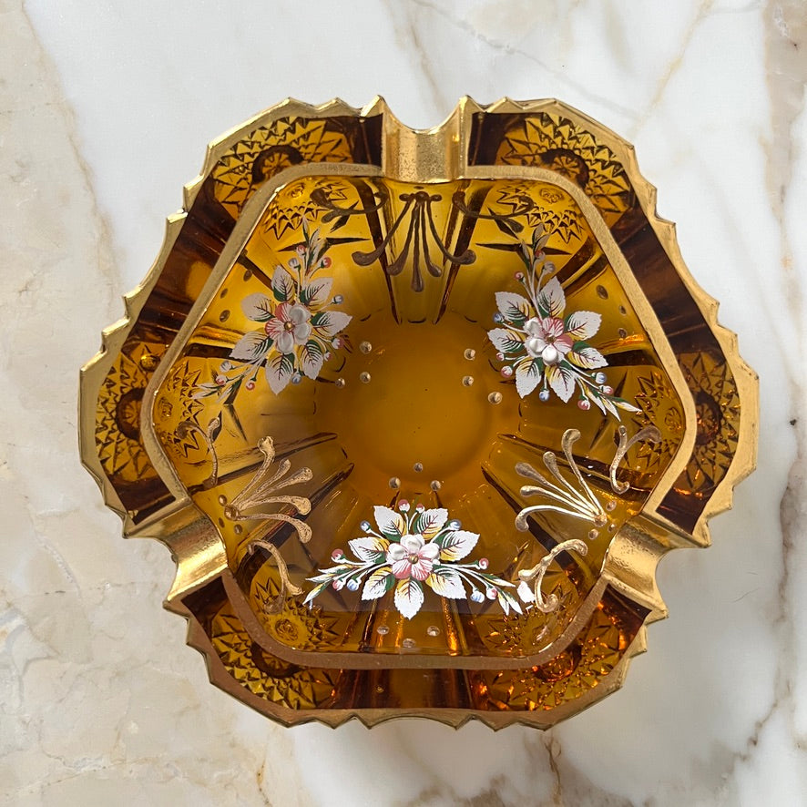 Floral Glass Ashtray