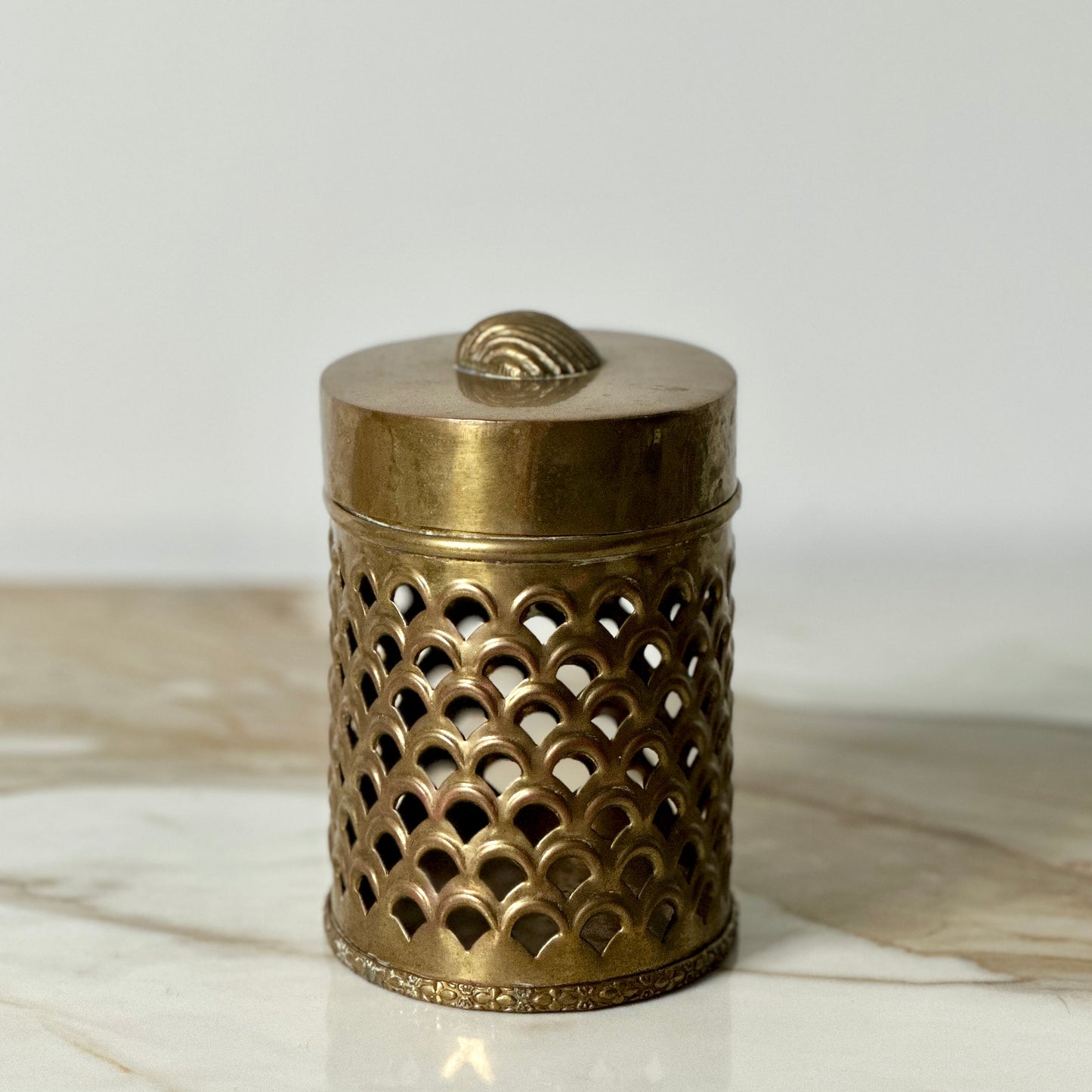 Woven Brass Box With Scallop Shell