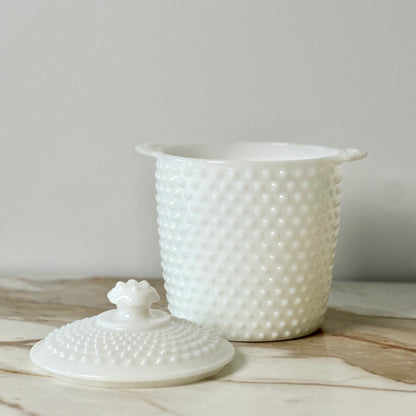 Hobnail Milk Glass Ice Bucket