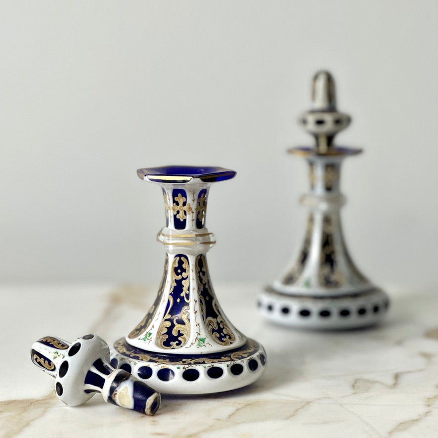 Bohemian Overlay Perfume Bottles - Pair