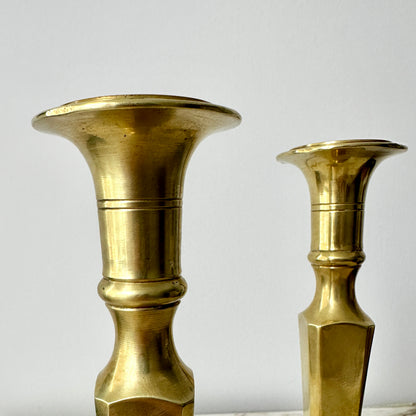 English Spun Brass Candlesticks - Pair