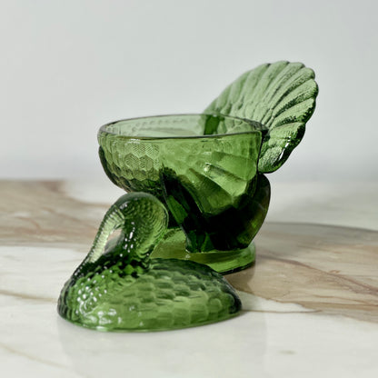 L.E. Smith Green Glass Turkey Dish