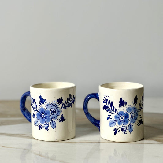 Delft Floral Coffee Cups - Pair