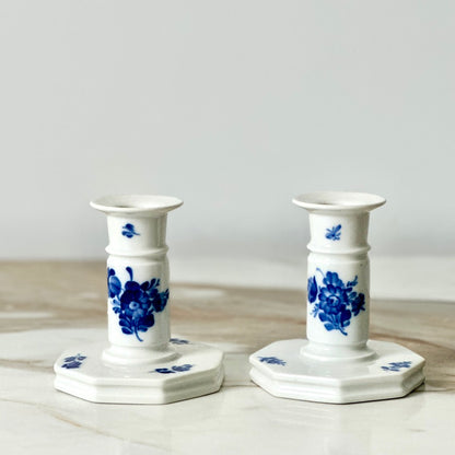 Royal Copenhagen Blue & White Flower Candlesticks