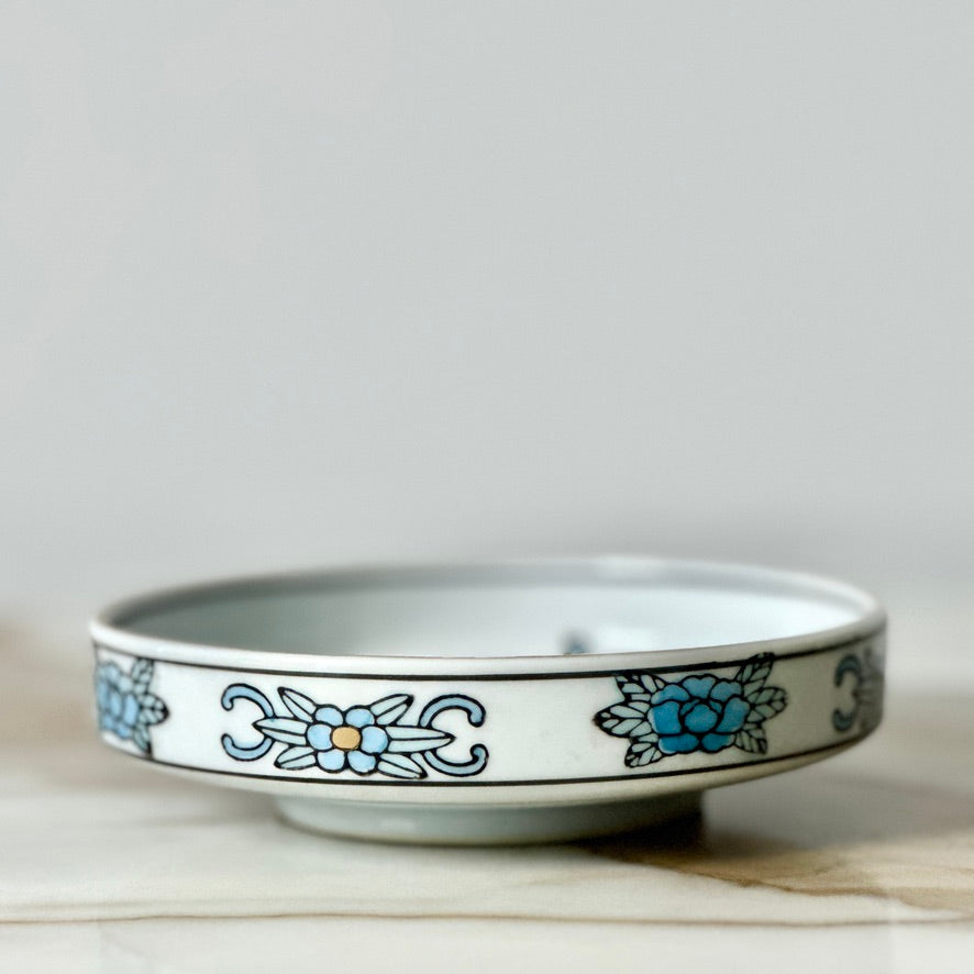 Japanese Gold Imari Blue & Gold Peacock Dish