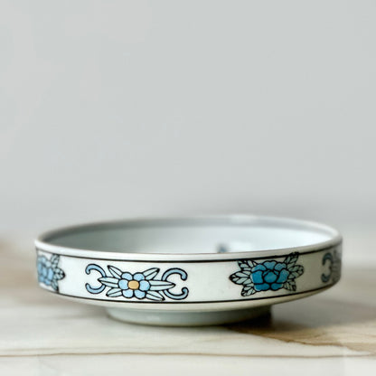 Japanese Gold Imari Blue & Gold Peacock Dish