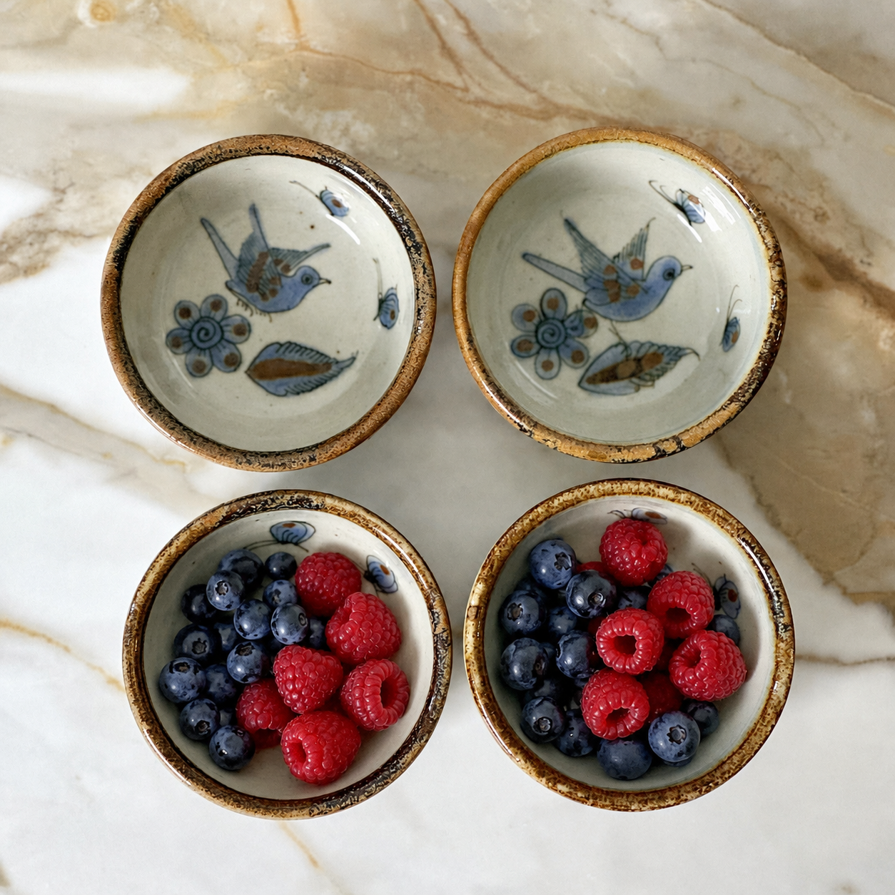 Ken Edwards El Palomar Blue Bird Bowls - set of 4