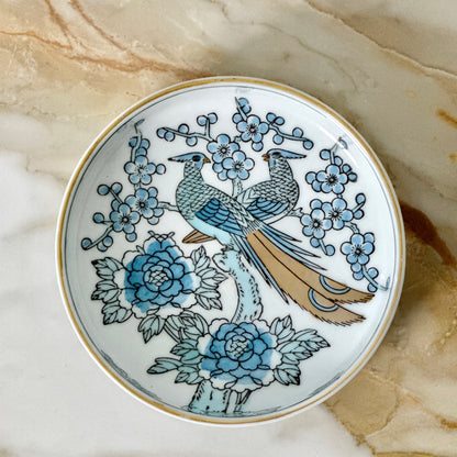 Japanese Gold Imari Blue & Gold Peacock Dish