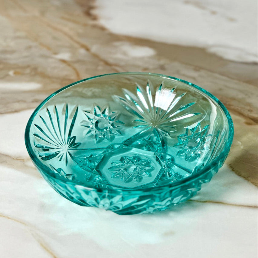 Anchor Hocking Turquoise Glass Star Bowl