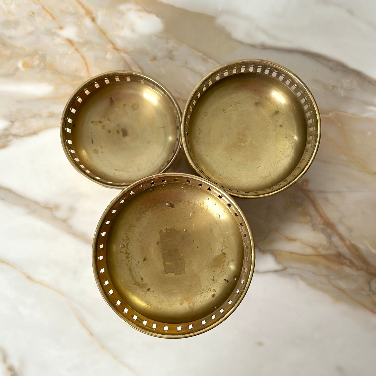 Brass Pot Planters - Set of Three