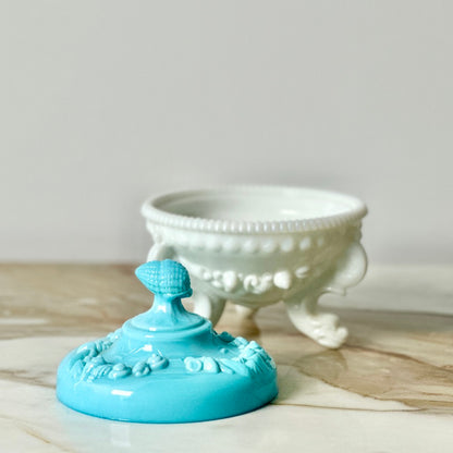 Westmoreland Blue & White Glass “Argonaut” Candy Dish