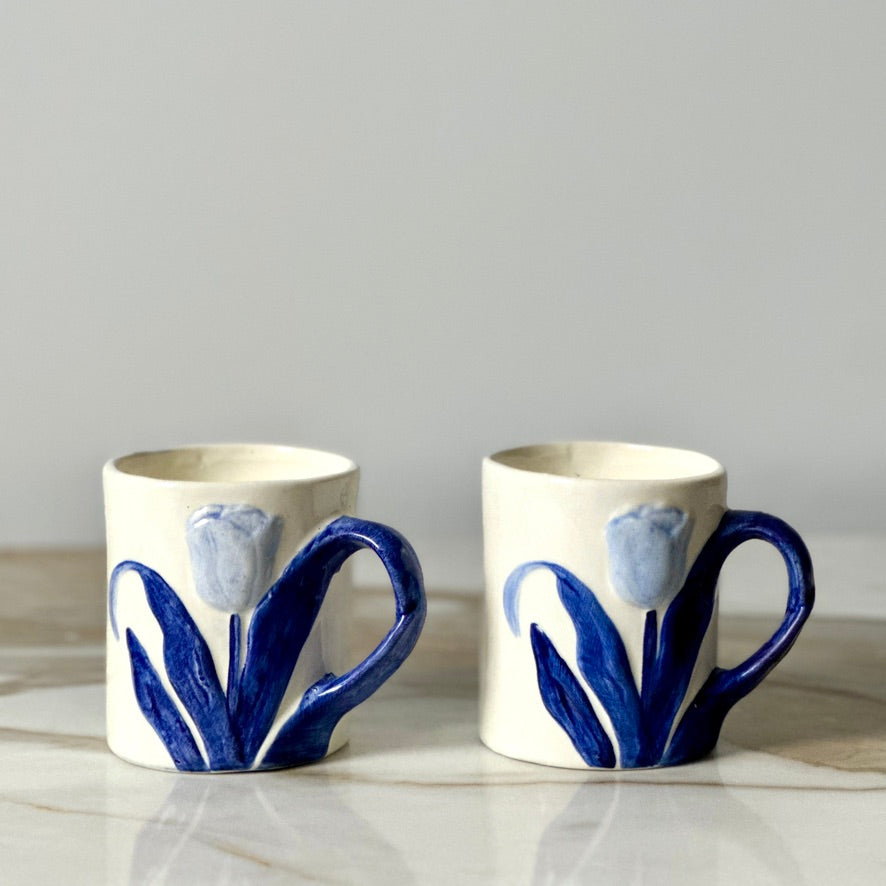 Delft Floral Coffee Cups - Pair