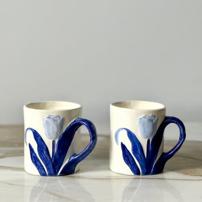 Delft Floral Coffee Cups - Pair