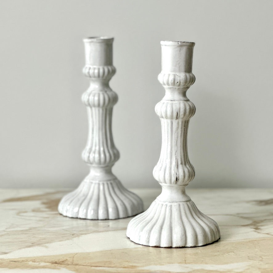 Astier de Villatte Peggy Candlesticks - Pair