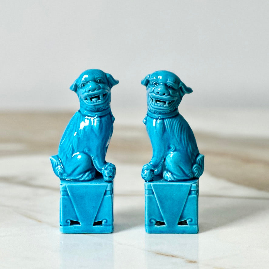 Small Turquoise Foo Dogs - Pair