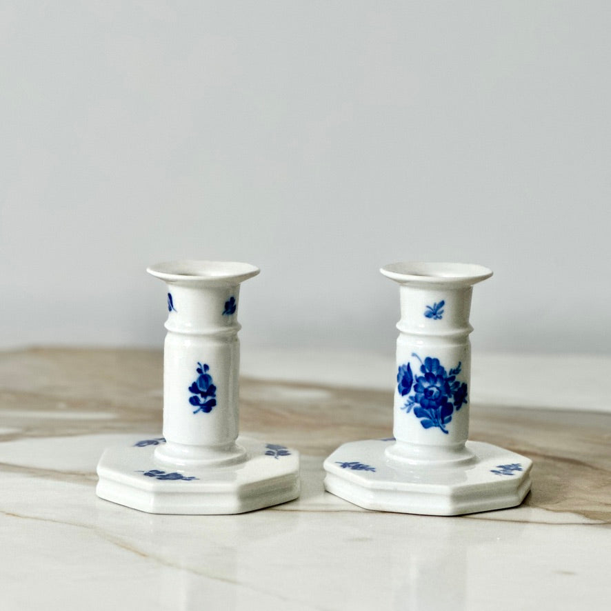 Royal Copenhagen Blue & White Flower Candlesticks