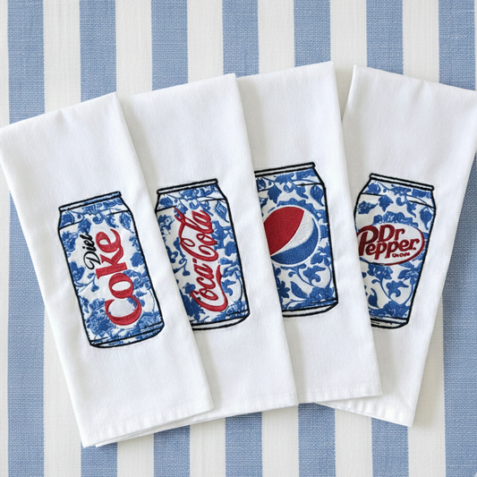 Vibrantly Blue Chinoiserie Soda Dish Towel