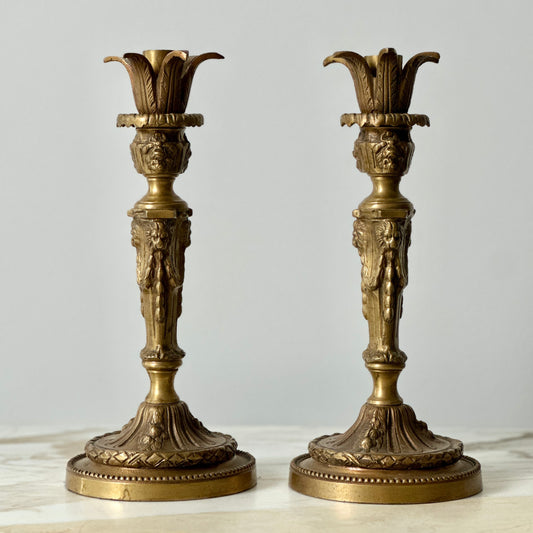 Brass Lion Candlesticks