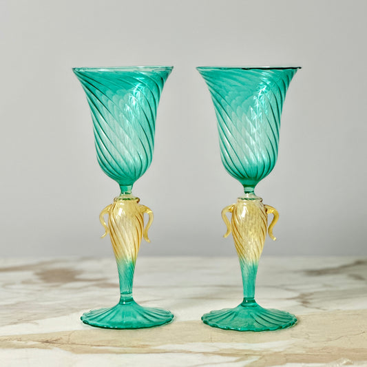 Murano Venetian Tulip Wine Glasses