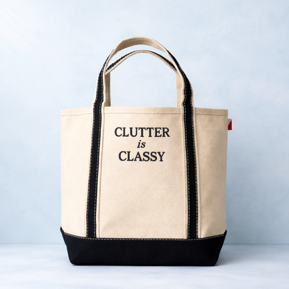 Clutter is Classy Mini Motto Canvas Tote