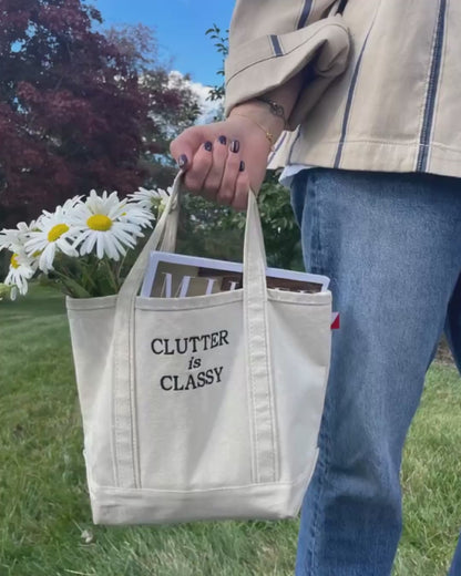 Clutter is Classy Mini Motto Canvas Tote